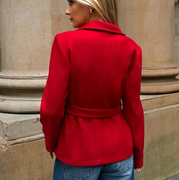 Fall&Winter Women Red Coat/Y2k/Classy Outfits/Red Long Sleeve Jacket - Picture 2 of 6